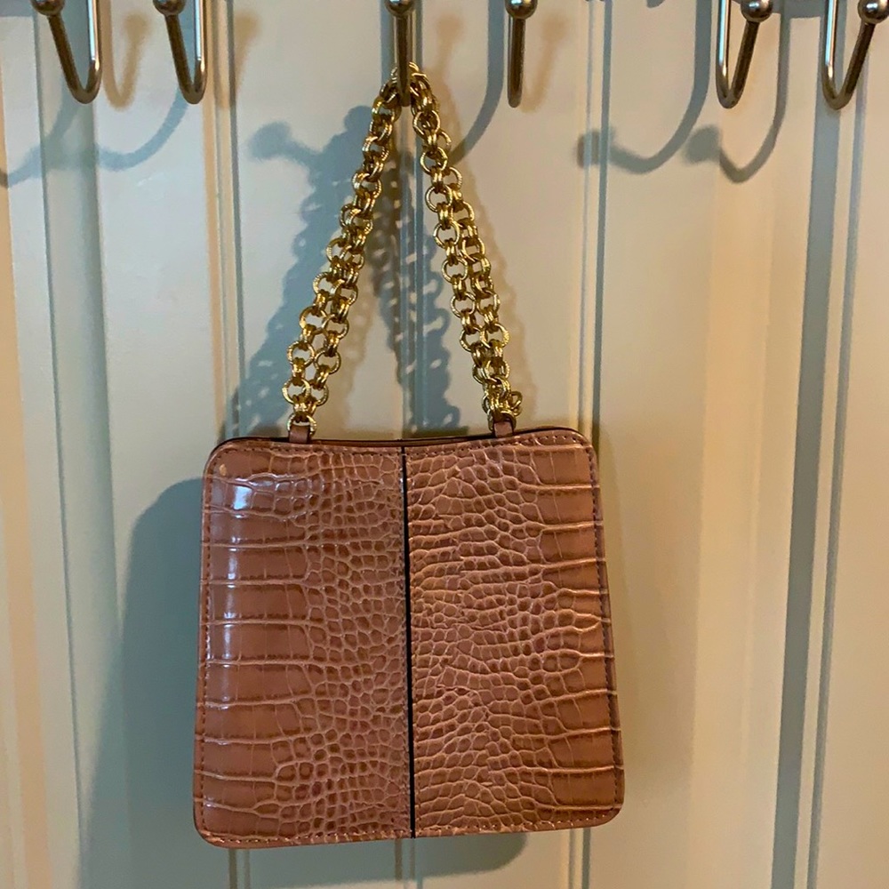 Brown Snake Skin Mini Bag with Gold Chain Handel